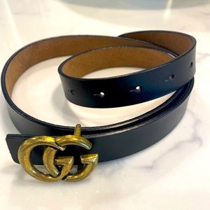 “Gucci” knockoff black genuine leather belt